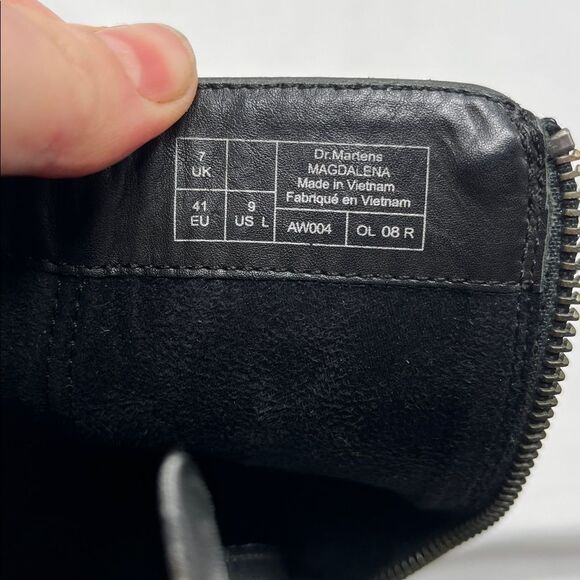 Black Leather Dr. Martens Magdalena Chunky Heeled Boots - Picture 8 of 10